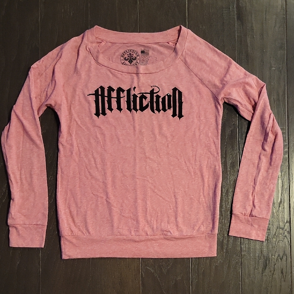 Affliction Heathered Burt Red-ish Crew Neck Sweatshirt